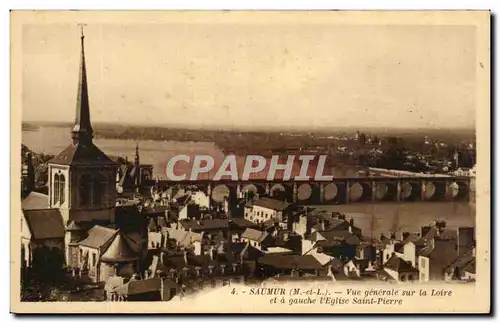 Cartes postales Saumur Vue generale sur la Loire et a gauche l&#39Eglise saint Pierre