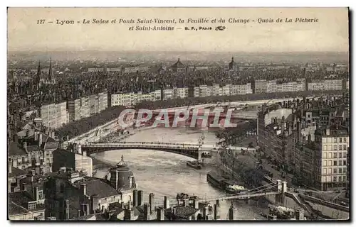 Ansichtskarte AK Lyon La Saone et Ponts Saint Vincent la Feuillee et du Change Quais de la Pecherie