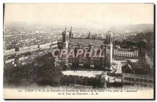 Ansichtskarte AK Lyon de Fourviere et jonction du Rbdne et de Salone Vue prise de l&#39Ascenseur