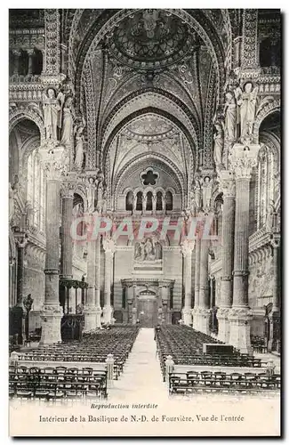 Cartes postales Lyon Interieur de la Basilique de Fourviere Vue de l&#39entree