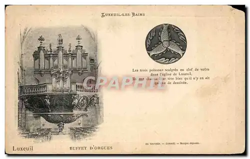 Cartes postales Luxeuil Les Bains Buffet d&#39orgues Les trois poissons