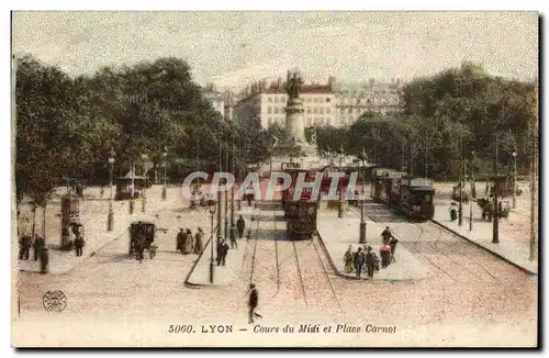 Ansichtskarte AK Lyon Cours du midi et place carnot Tramways Byrrh