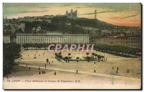 Ansichtskarte AK Lyon Place Bellecour et Coteau de Fourviere