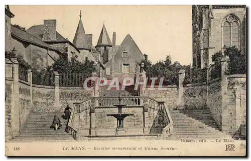 Cartes postales Le Mans Escalier monumental et Maison Scarron