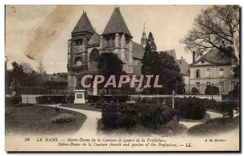 Cartes postales Le Mans Notre Dame de la Couture et square de la Prefecture