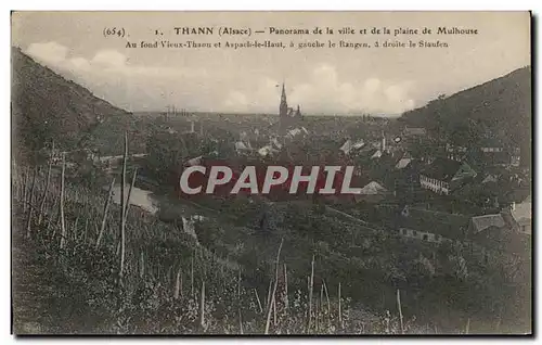 Cartes postales Thann Panorama de la Ville et de la Plaine de Mulhouse Au fond Vieux Thann et Aspach le Haut