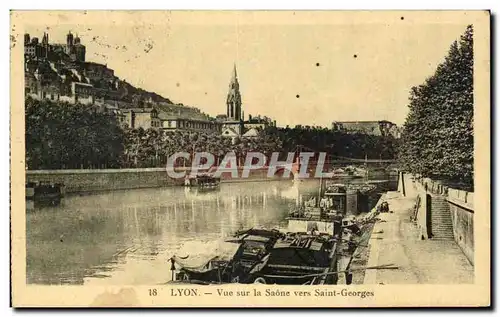 Ansichtskarte AK Lyon Vue sur la Saone vers Saint Georges Peniches