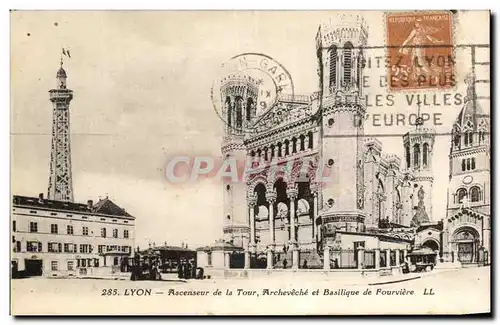 Ansichtskarte AK Lyon Ascenseur de la Tour Archeveche et Basilique de Fourviere