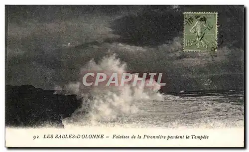 Cartes postales Les Sables D'olonne Falaises de la Pironniere Pendant la Tempete