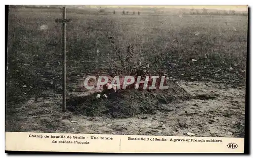 Cartes postales Champ De Bataille De Senlis Une Tombe De Soldats Fancais Militaria