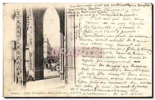 Cartes postales Alencon Eglise Notre Dame detail du porche