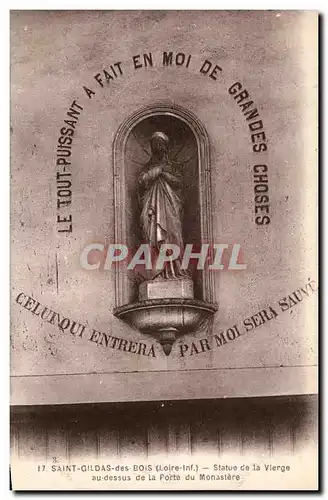 Ansichtskarte AK Saint Gildas des Bois Statue de la Vierge Nantes au dessus de la porte du monastere