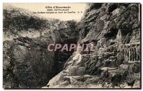 Ansichtskarte AK Cote d&#39Emeraude Rotheneuf Les Rochers Sculptes Au Bord Du Gouffre