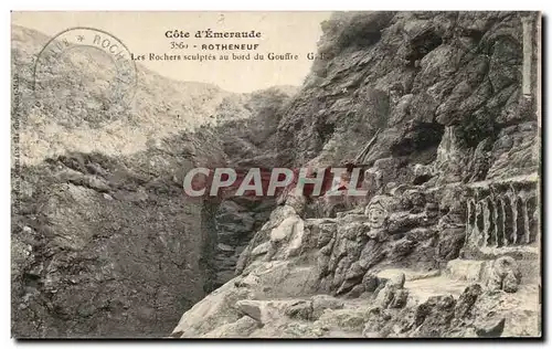 Ansichtskarte AK Cote d&#39Emeraude Rotheneuf Les Rochers Sculptes Au Bord Du Gouffre
