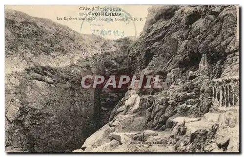 Ansichtskarte AK Cote d&#39Emeraude Rotheneuf Les Rochers Sculptes Au Bord Du Gouffre