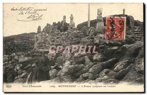 Cartes postales Cote D'Emeraude Rotheneuf L'Ermite Sculptant Ses Rochers