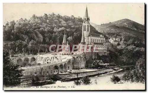 Ansichtskarte AK Lourdes La Basilique Et Les Piscines