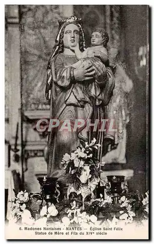 Cartes postales Madones Nantaises Nantes Eglise Saint Felix Statue de mere et fils