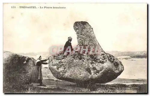 Cartes postales Tregastel La Pierre branlante Enfants Folklore