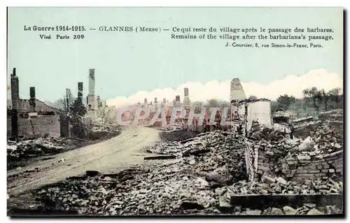 Cartes postales Glannes Ce qui du village apres le passage des barbares Militaria