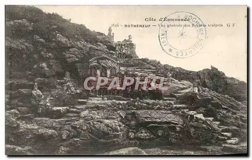 Cartes postales Cote d&#39Emeraudc Rotheneuf Vue generale des Roche sculptes