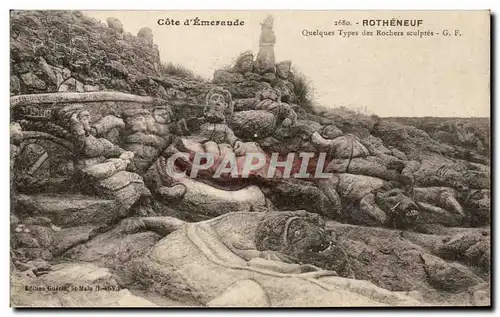 Ansichtskarte AK Cote d&#39Emeraude Rotheneuf Quelques Types des Rochers sculptes