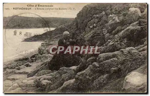 Cartes postales Cote d&#39Emeraude Rotheneuf L&#39Emite sculptant les Rochers