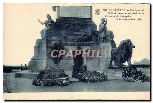 Cartes postales Bruxelles Tombeau du Soldat inconnu au Pied de la Colonne du Congres 11 novembre 1922 Lion