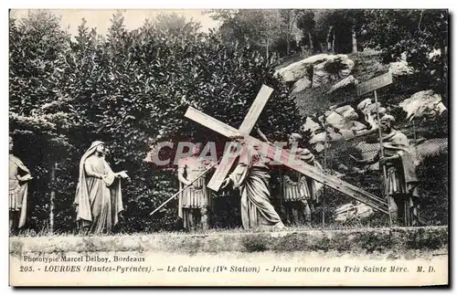 Ansichtskarte AK Lourdes Le Calvaire Jesus rencontre sa Tres Sainte Mere