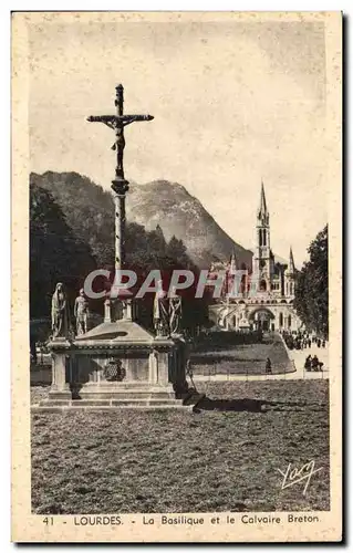 Ansichtskarte AK Lourdes Le Basilique et le Calvaire Breton