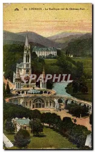 Cartes postales Lourdes La Basilique vue du Chateau Port