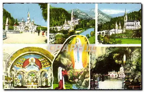 Cartes postales Souvenir de Lourdes La basilique Vue de l&#39Esplanade