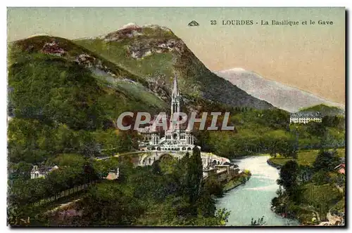 Cartes postales Lourdes La basilique et la Gave