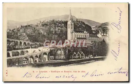 Cartes postales Lourdes Basilique et Rosaire Vus de Cote