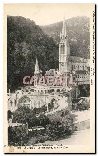 Cartes postales Lourdes la Basilique vue de Cote