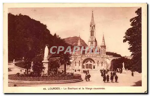 Cartes postales Lourdes la Basilique et la Vierge Couronnee
