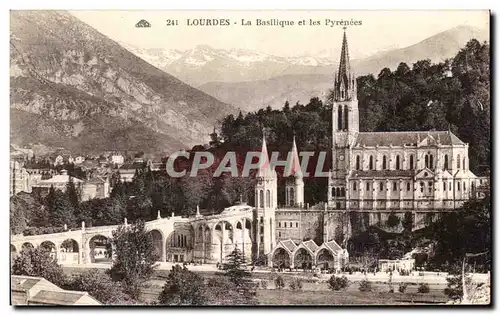 Cartes postales Lourdes La Basilique et les Pyrenees