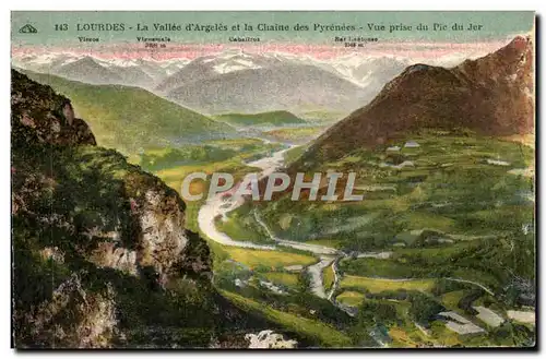 Cartes postales Lourdes La vallee d&#39Argeles et la Chaine des Pyrenees Vue prise du Pic du jer