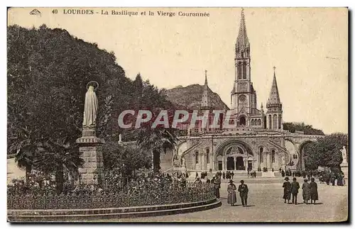 Cartes postales Lourdes La Basilique et la Vierge Couronnee