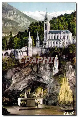 Cartes postales Lourdes La Grotte et la Basilique