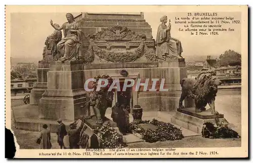 Cartes postales Bruxelles la tombs d&#39un soldat inconnu belge Militaria Lions