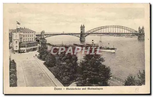 Cartes postales Bonn Rheinbrucke und Rheinanlagen Bateau