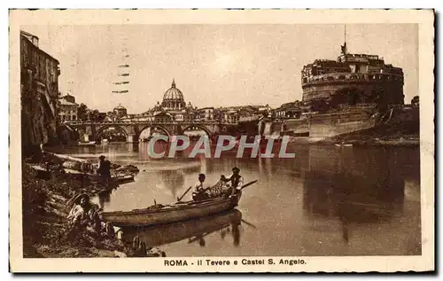 Cartes postales Roma Tevere E Castel Pecheurs Peche