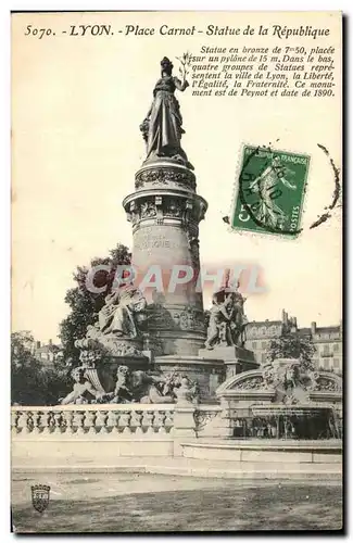 Cartes postales Lyon Place Carnot Statue de la Republique