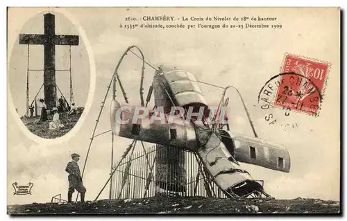 Ansichtskarte AK Chambery La Croix Du Nivolet couchee par l&#39ouragan du 22 23 septembre 1909