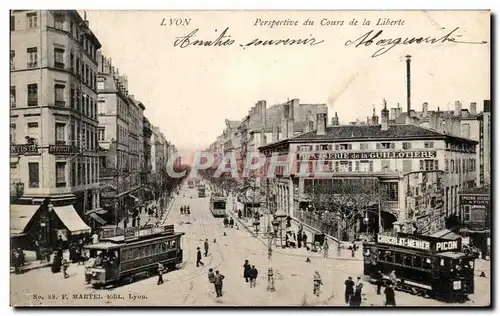 Ansichtskarte AK Lyon Perspective Du Cours De La Liberte Tramways Brasserie de la Guillotiere