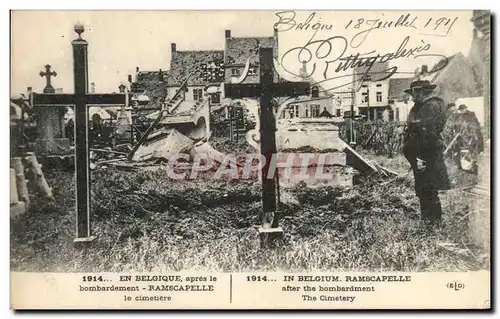 Cartes postales Apres le bombardement Ramscapelle Le cimetiere Militaria