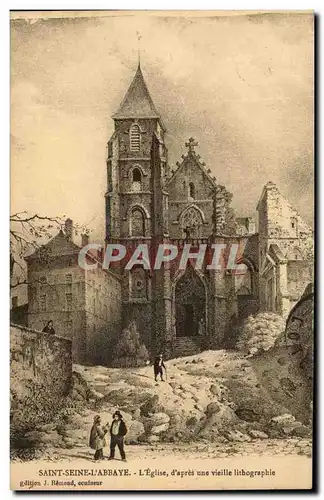 Cartes postales Saint Seint L&#39Abbaye L&#39Eglise d&#39apres une vieille llthographie