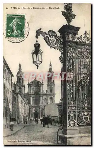 Cartes postales Nancy Rue De La Constitution Et Cathedrale