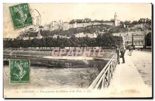 Cartes postales Chinon Vue Generale Du Chateau Et Du Pont